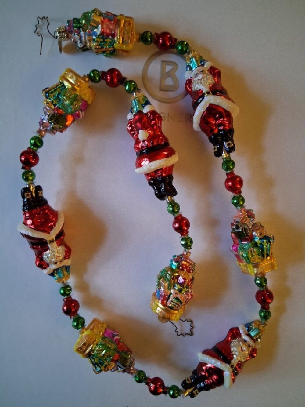 Vintage Christopher Radko Santa's Gift Connection Blown Glass Christmas Garland